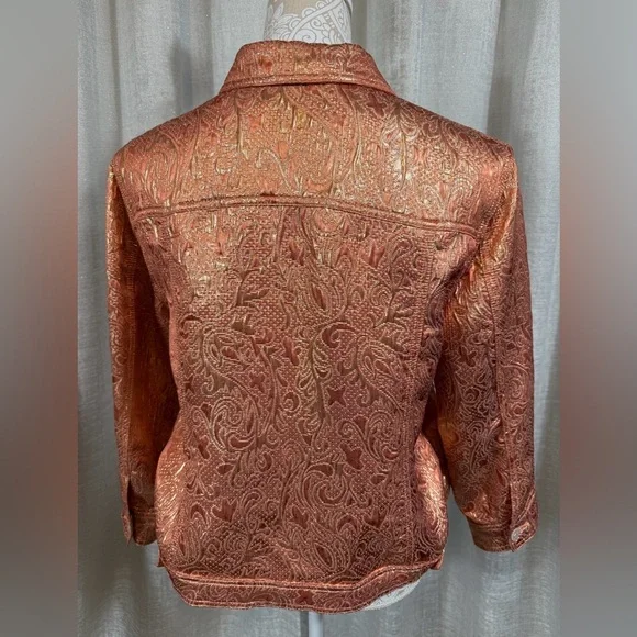 Ruby Rd. metallic paisley jacket in a beautiful copper-gold tone, size 14. - Picture 5 of 8